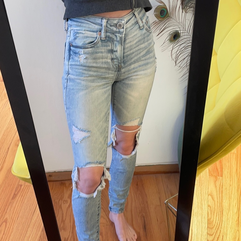 American Eagle High Rise Jegging Jeans Distressed 00